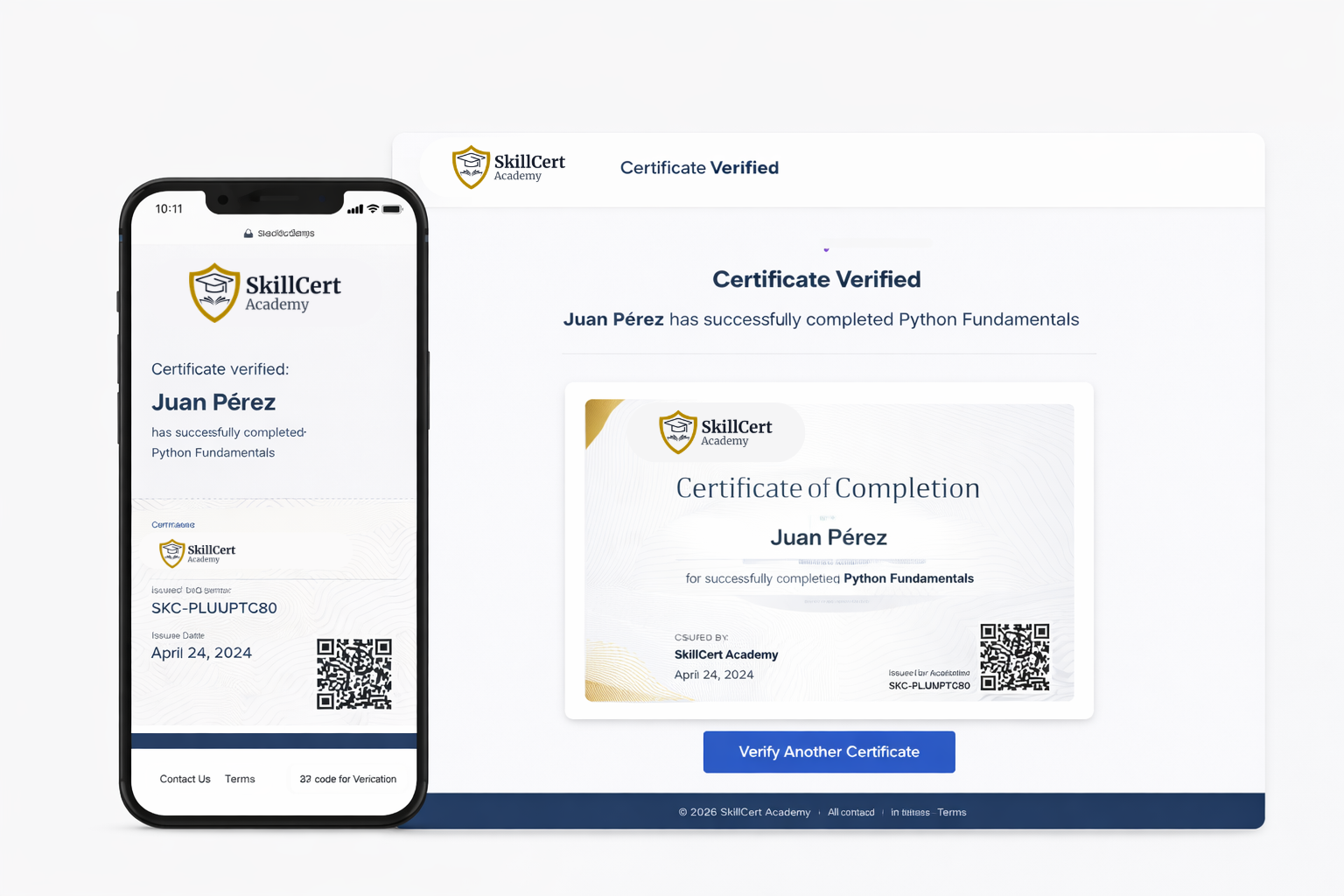 Captura: verificación de certificados con QR
