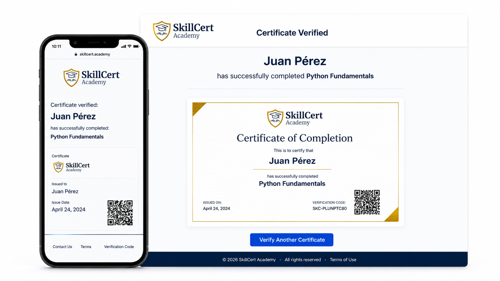 SkillCert Academy learning platform dashboard